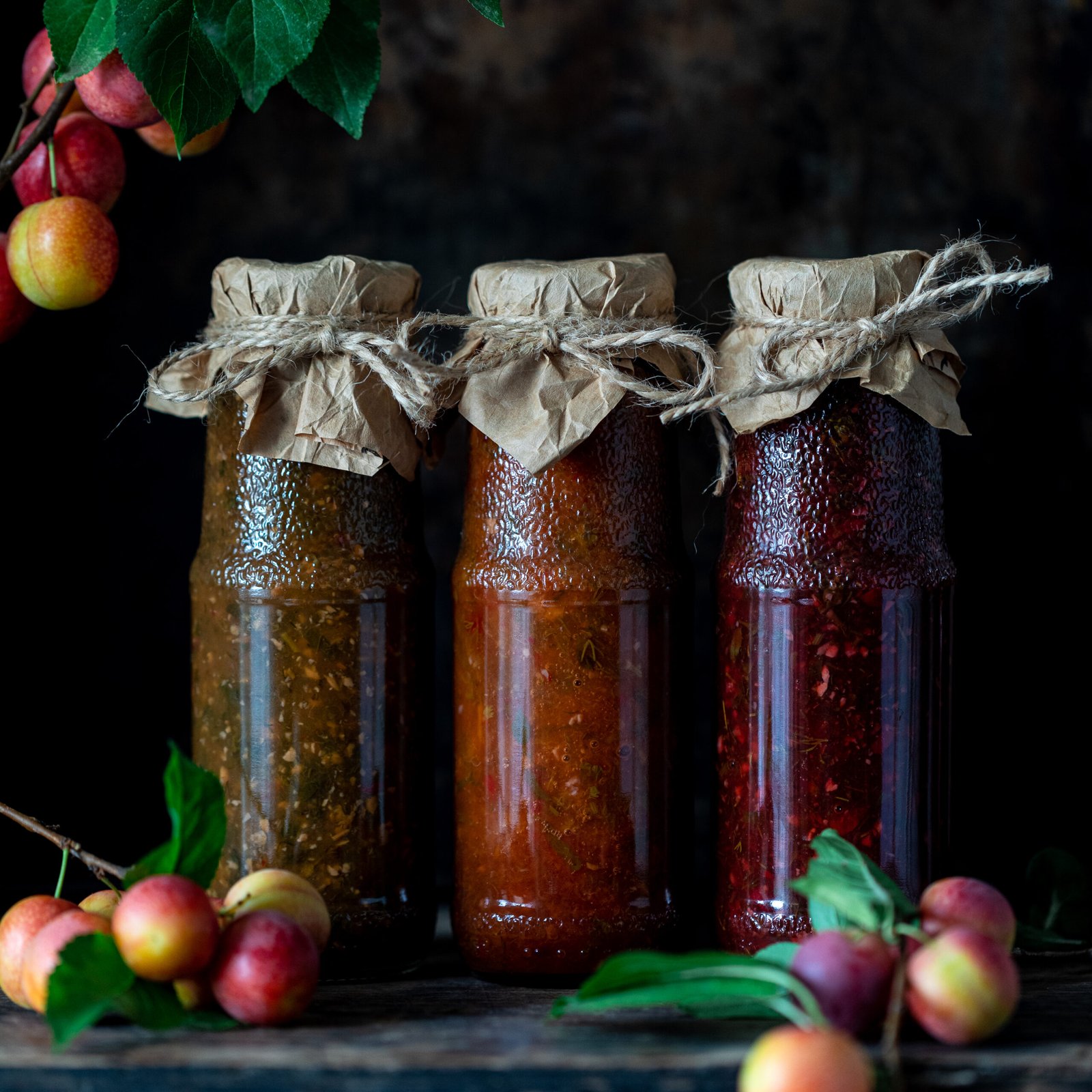 The assortment of Tkemali is a traditional Georgian sauce with cherry plum. The assortment of Tkemali is a traditional Georgian sauce with cherry plum. Square.